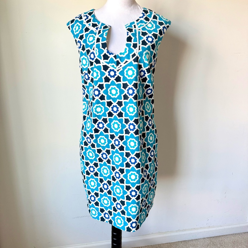 TRINA TURK Sleeveless Moroccan Trellis Shift Dress—SZ. 8